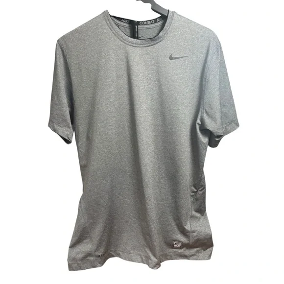 Nike Pro Combat Dri Fit Fitted GreyShort Sleeve Performance Men’s Large Shirt - Picture 2 of 12
